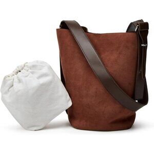 Large Coffee Suede Y2K Bucket Tote Bag Women's Hobo Crossbody Travel Purse